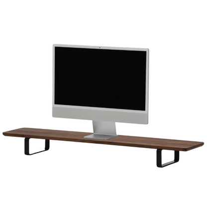 Dual Monitor Desk Shelf | Walnut Veneer / Black Legs