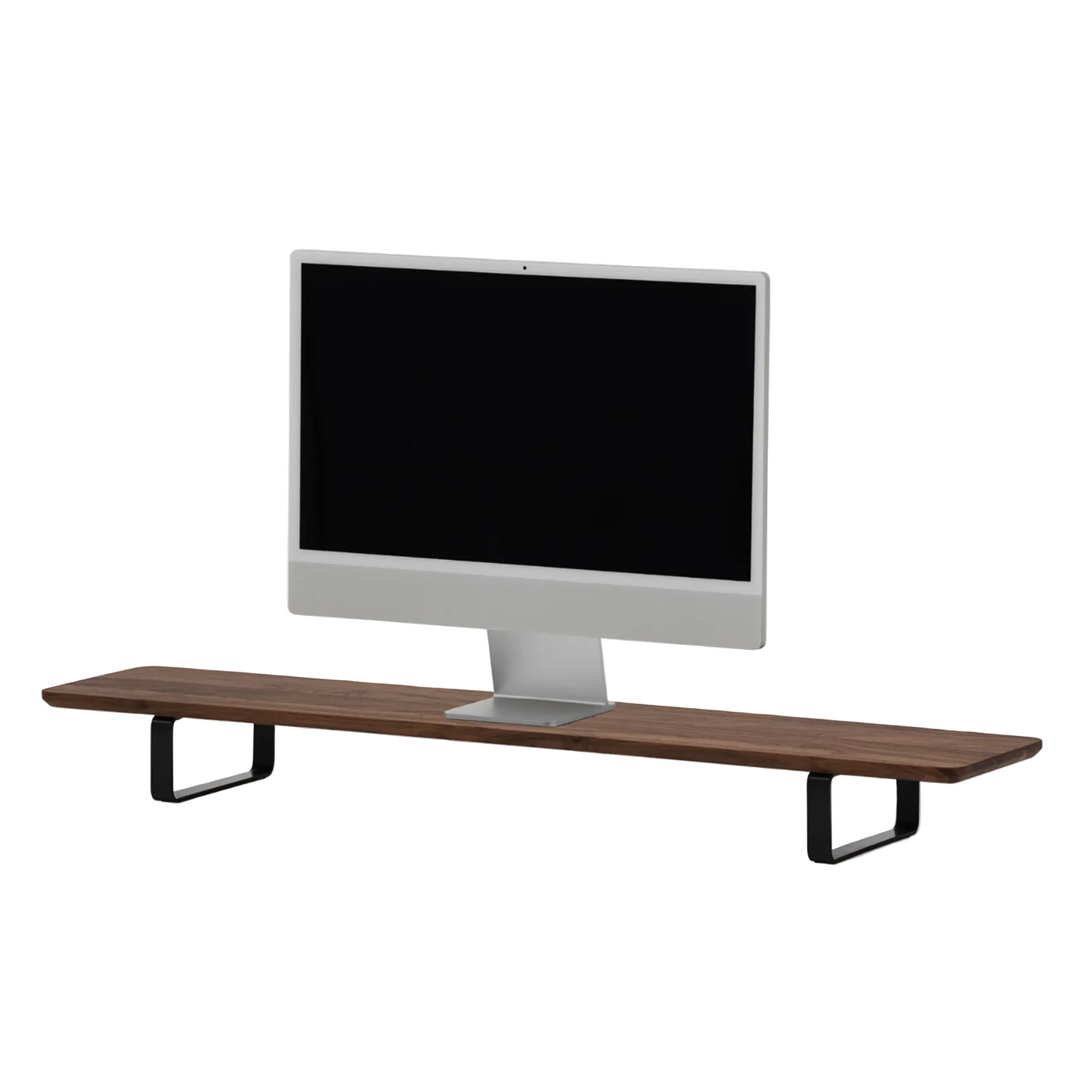 Dual Monitor Desk Shelf | Solid Walnut / Black Legs