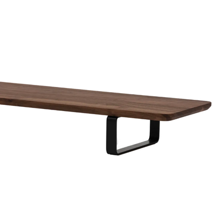 Dual Monitor Desk Shelf | Walnut Veneer / Black Legs