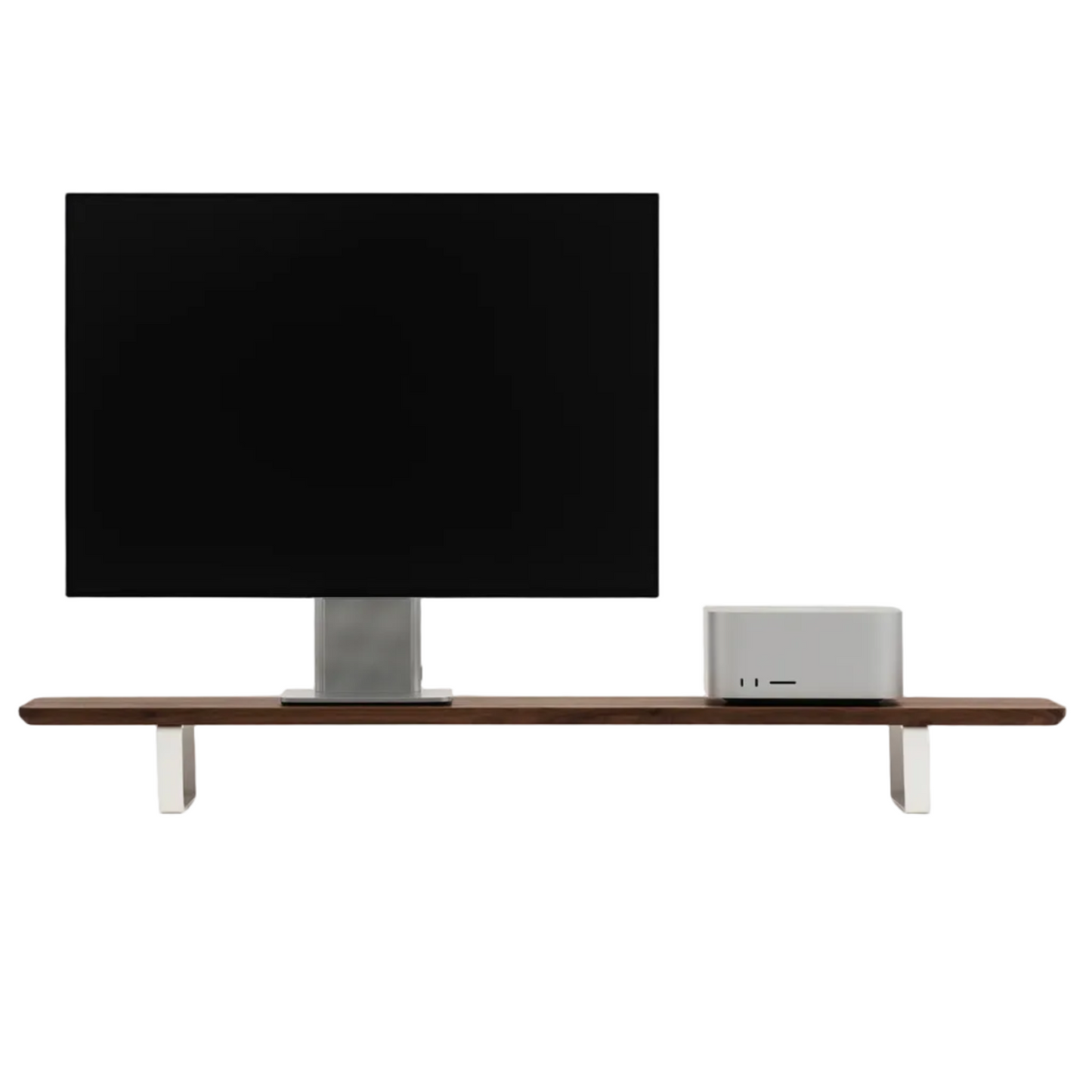 Dual Monitor Desk Shelf | Solid Walnut / White Legs