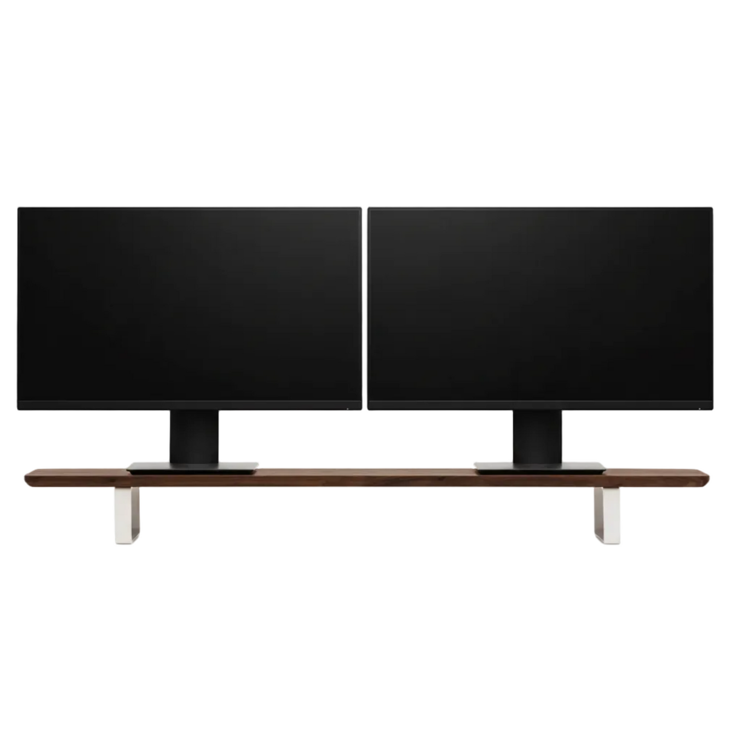 Dual Monitor Desk Shelf | Solid Walnut / White Legs