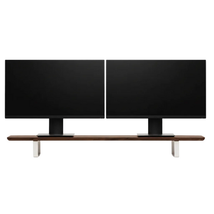 Dual Monitor Desk Shelf | Solid Walnut / White Legs