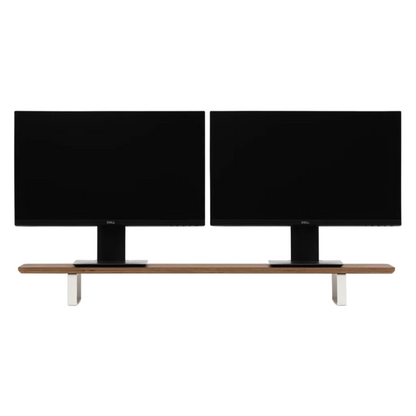 Dual Monitor Desk Shelf | Walnut Veneer / White Legs