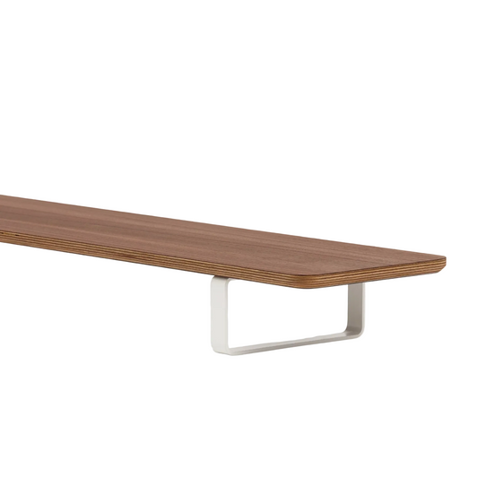 Dual Monitor Desk Shelf | Walnut Veneer / White Legs