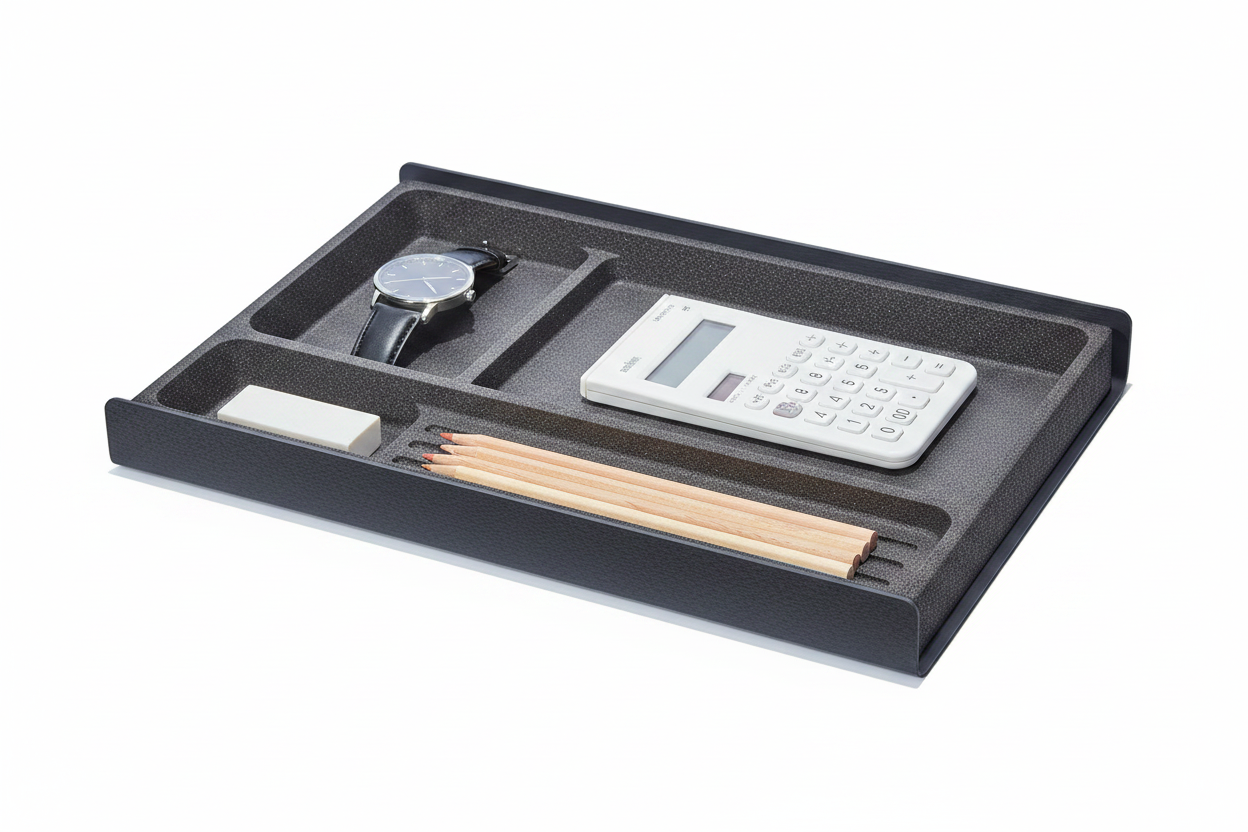 Desk Tray | Black / Natural Cork