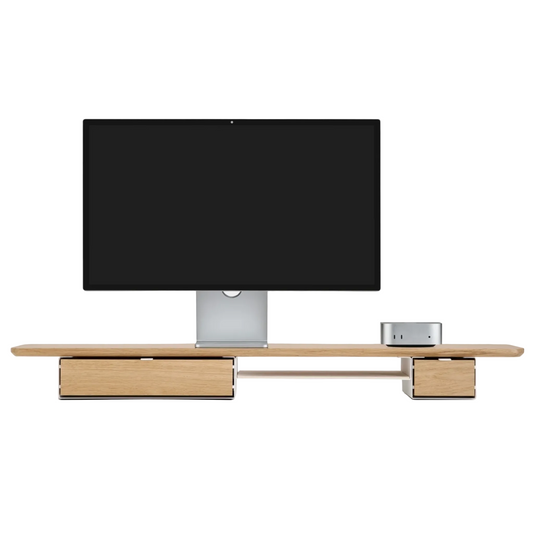 Desk Shelf Pro | Solid Oak & White Legs (Single/Dual Drawer)