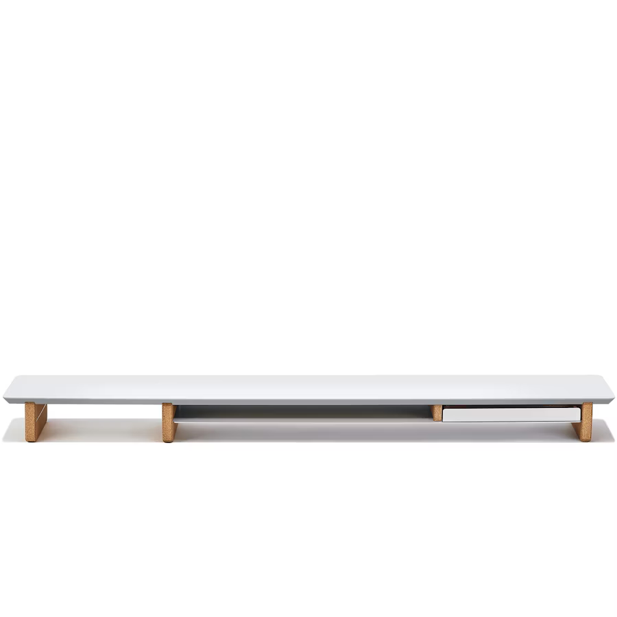 Matte White Desk Shelf | Modular Ergonomic Monitor Riser & Organizer