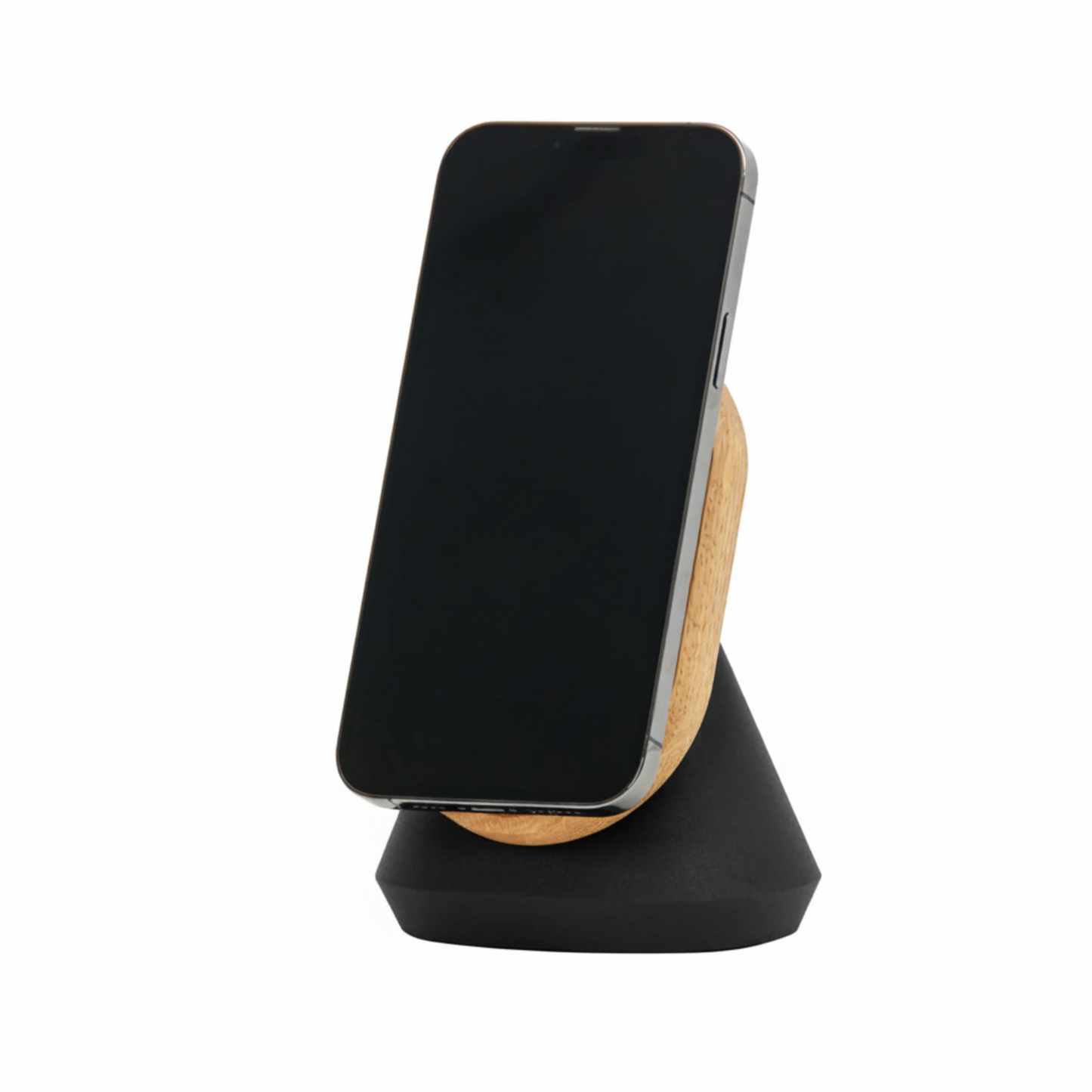 MagSafe iPhone Stand | Solid Oak & Stee