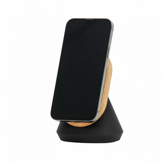 MagSafe iPhone Stand | Solid Oak & Stee