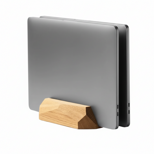Dual Vertical Laptop Stand | Solid Oak & Steel