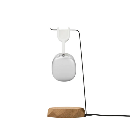 2-in-1 Headphone Stand & Wireless Charger | Solid Oak & Steel