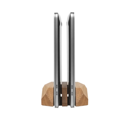 Dual Vertical Laptop Stand | Solid Oak & Steel