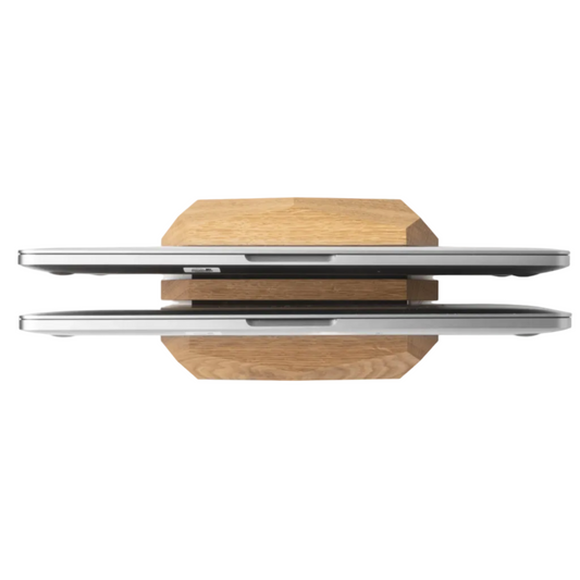 Dual Vertical Laptop Stand | Solid Oak & Steel