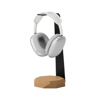 2-in-1 Headphone Stand & Wireless Charger | Solid Oak & Steel
