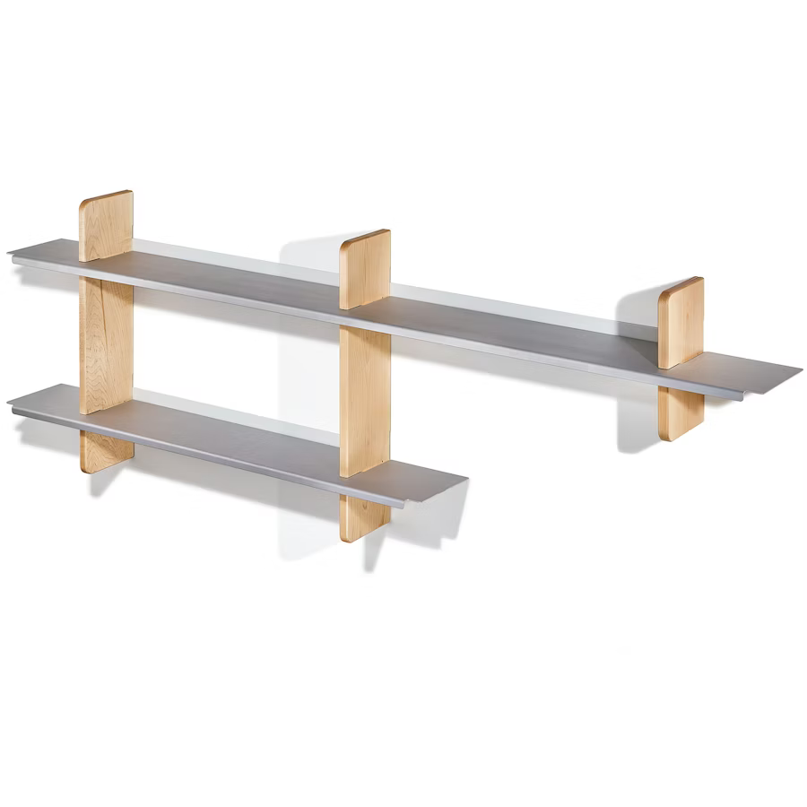 Maple Wall Shelf | Modular Hardwood & Aluminum Display System