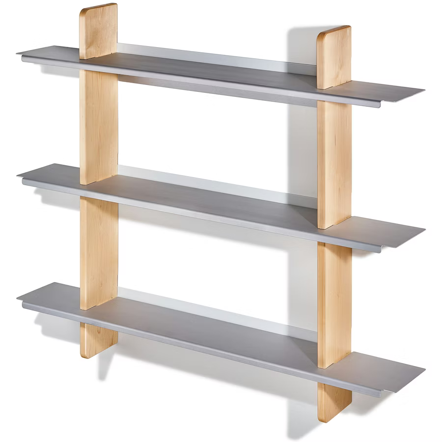 Maple Wall Shelf | Modular Hardwood & Aluminum Display System