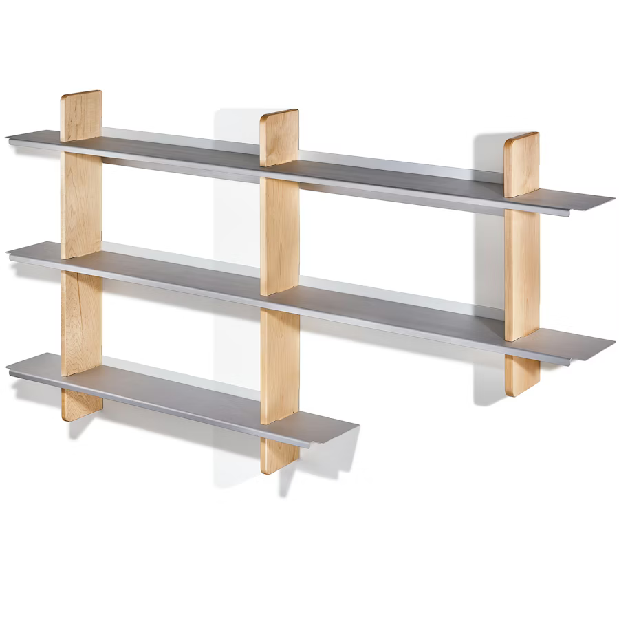Maple Wall Shelf | Modular Hardwood & Aluminum Display System