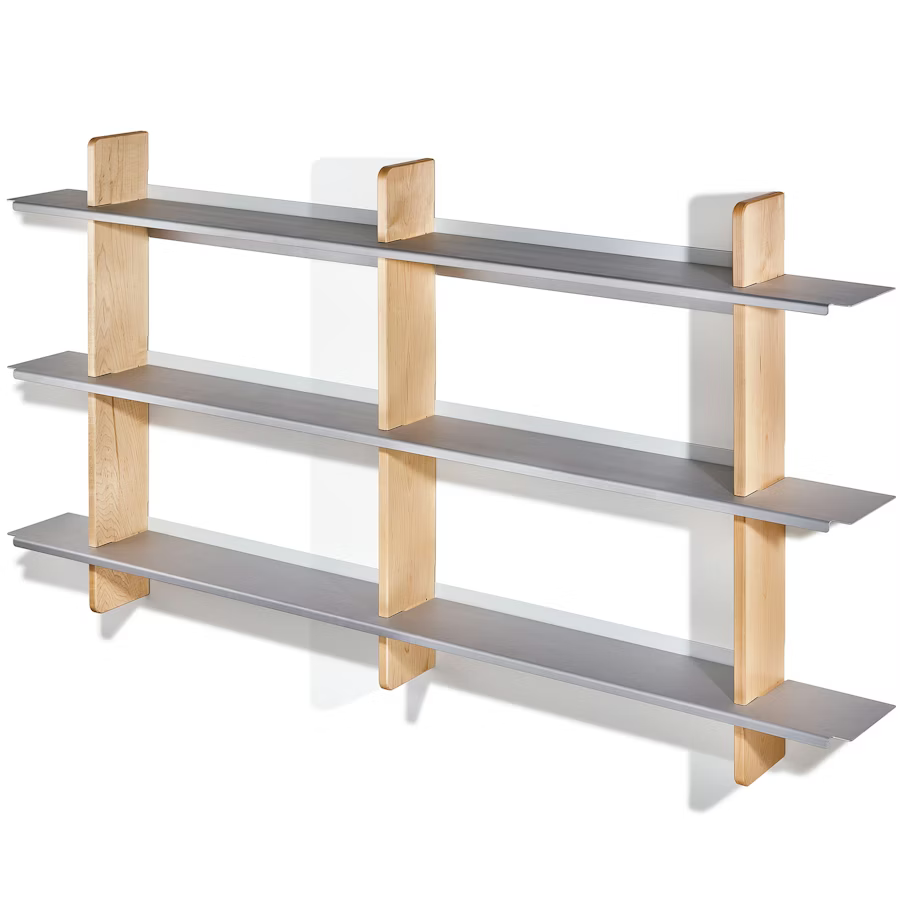 Maple Wall Shelf | Modular Hardwood & Aluminum Display System