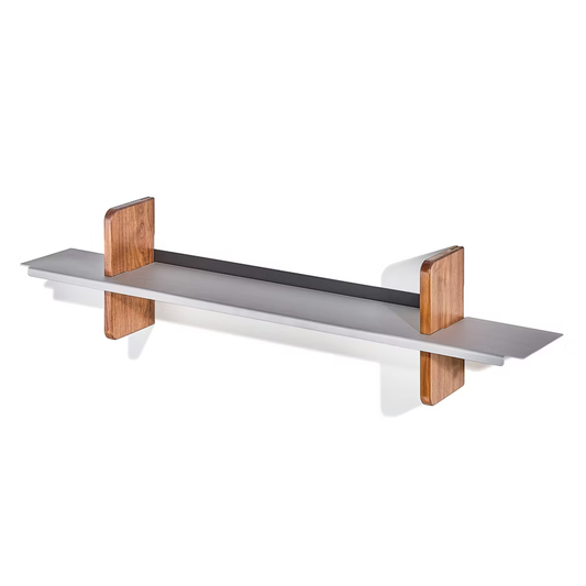 Walnut Wall Shelf | Modular Hardwood & Aluminum Display System