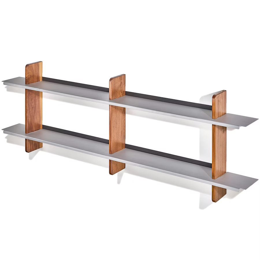 Walnut Wall Shelf | Modular Hardwood & Aluminum Display System