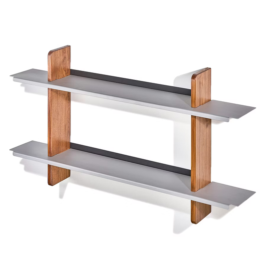 Walnut Wall Shelf | Modular Hardwood & Aluminum Display System