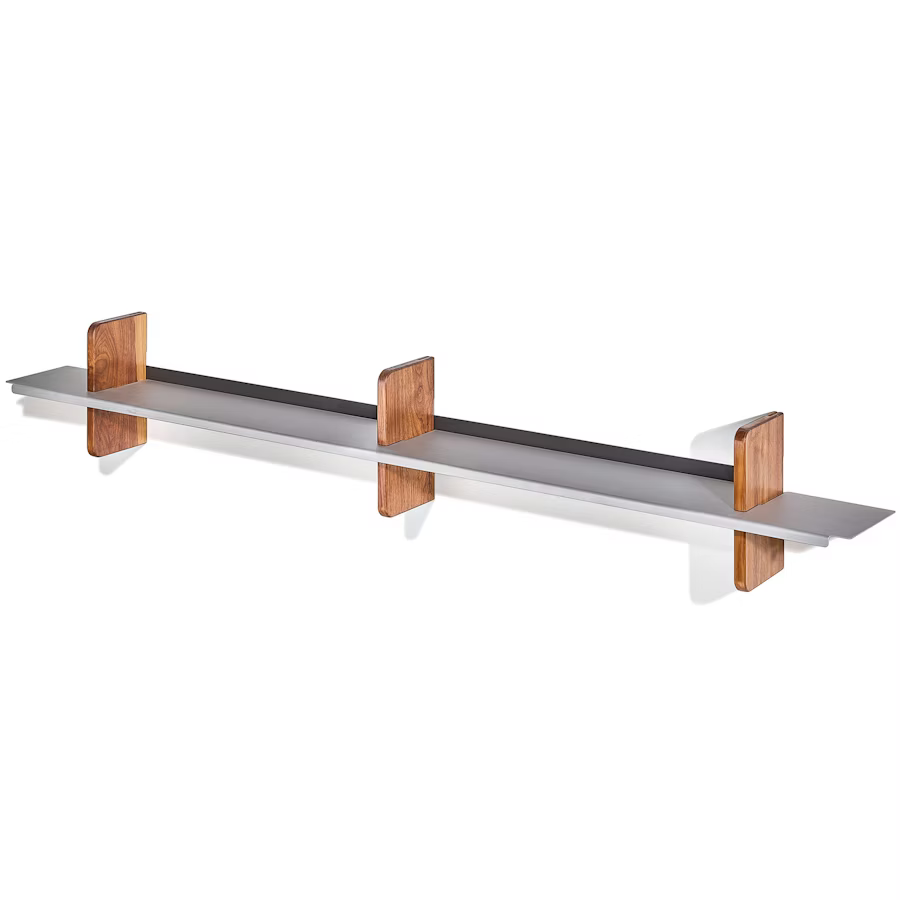 Walnut Wall Shelf | Modular Hardwood & Aluminum Display System