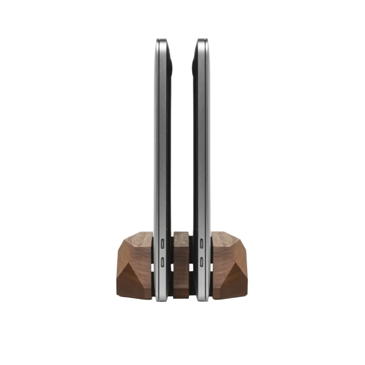 Dual Vertical Laptop Stand | Solid Walnut & Steel