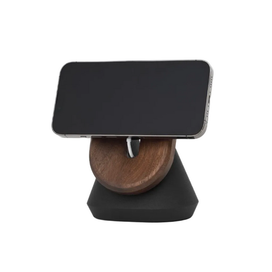 MagSafe iPhone Stand | Solid Walnut & Steel