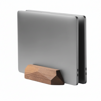 Dual Vertical Laptop Stand | Solid Walnut & Steel