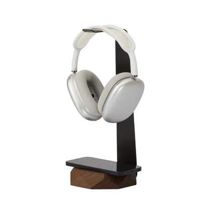 2-in-1 Headphone Stand & Wireless Charger | Solid Walnut & Steel