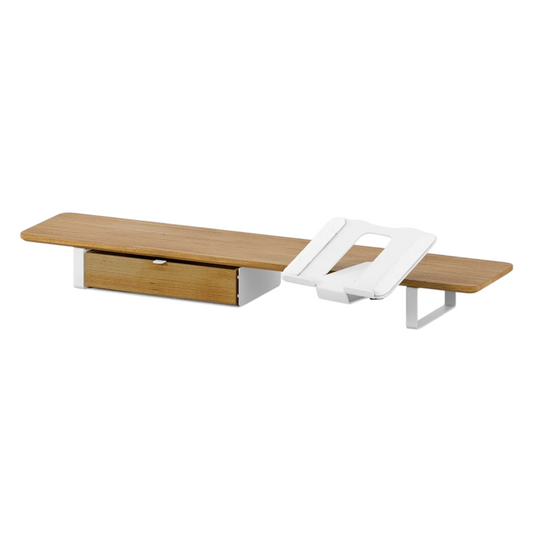 Desk Shelf Bundle | Large/Medium Oak & White Legs (Laptop Stand + Drawers)