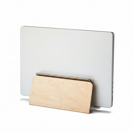Maple MacBook Dock | Vertical Laptop Stand with German Wool Felt