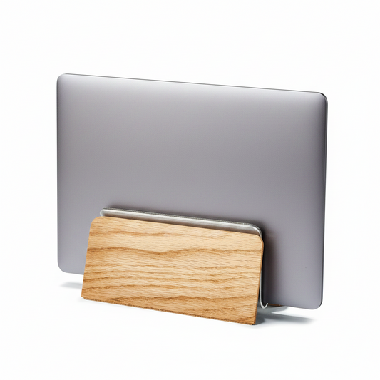 Oak MacBook Dock | Vertical Laptop Stand with German Wool Felt