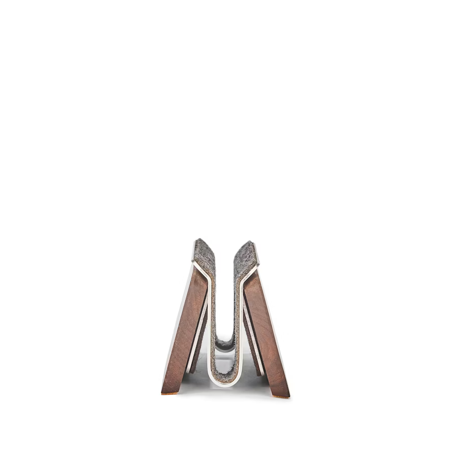 Walnut MacBook Dock | Vertical Laptop Stand with German Wool Felt