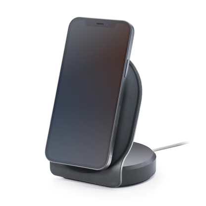 Blackened Walnut MagSafe Charging Stand | Dark Wood & Steel