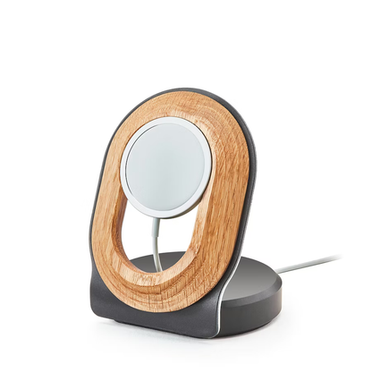 Oak MagSafe Charging Stand | Solid White Oak & Steel