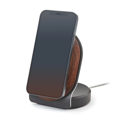 Walnut MagSafe Charging Stand | Solid Wood & Steel