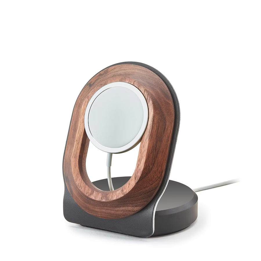 Walnut MagSafe Charging Stand | Solid Wood & Steel