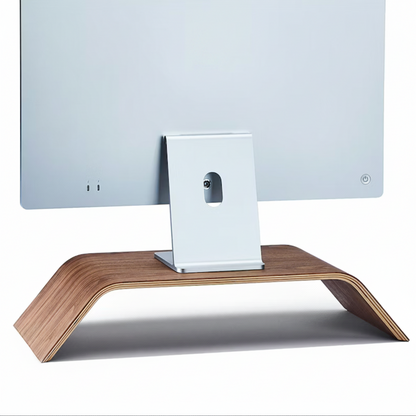 Walnut Monitor Stand | Ergonomic Molded Plywood Display Riser
