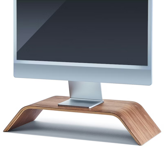 Walnut Monitor Stand | Ergonomic Molded Plywood Display Riser