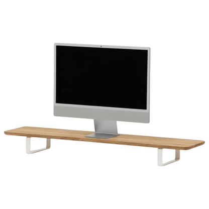Dual Monitor Desk Shelf | Oak / White Legs