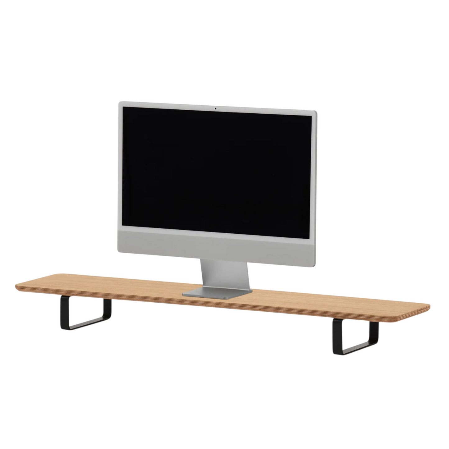 Dual Monitor Desk Shelf | Oak Veneer / Black Legs