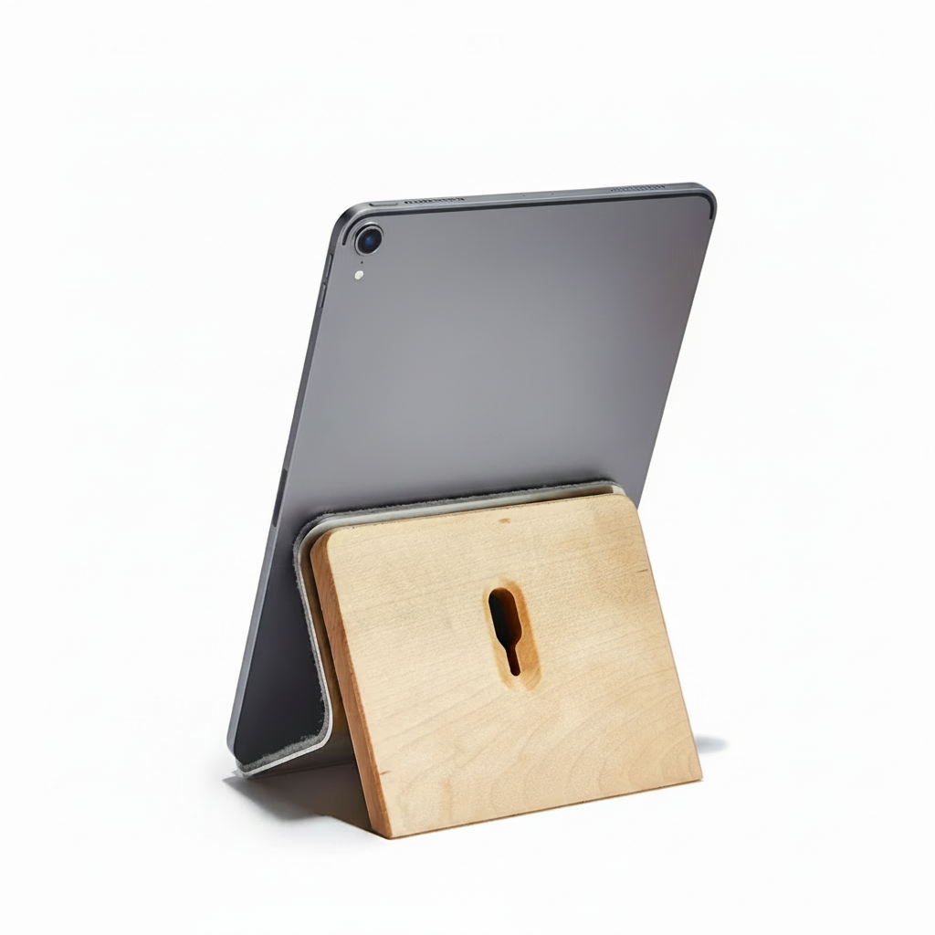 Maple iPad Stand | Solid Hardwood & Stainless Steel Tablet Holder