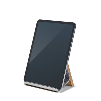 Oak iPad Stand | Solid Hardwood & Stainless Steel Tablet Holder
