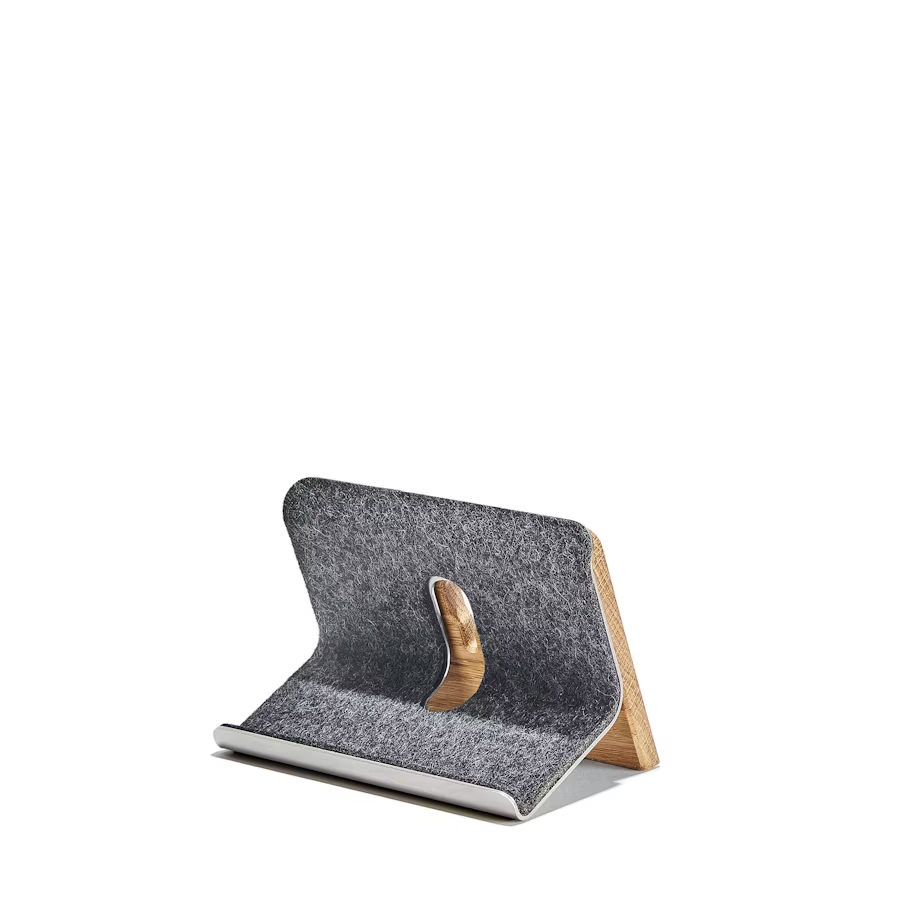Oak iPad Stand | Solid Hardwood & Stainless Steel Tablet Holder