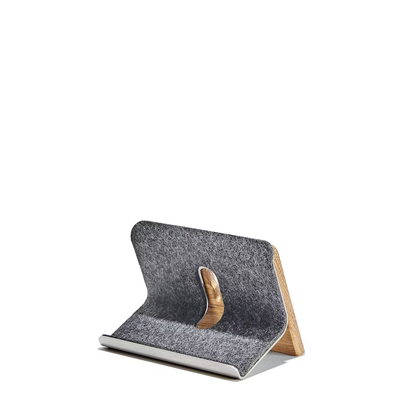 Oak iPad Stand | Solid Hardwood & Stainless Steel Tablet Holder