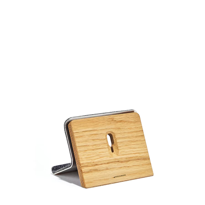 Oak iPad Stand | Solid Hardwood & Stainless Steel Tablet Holder