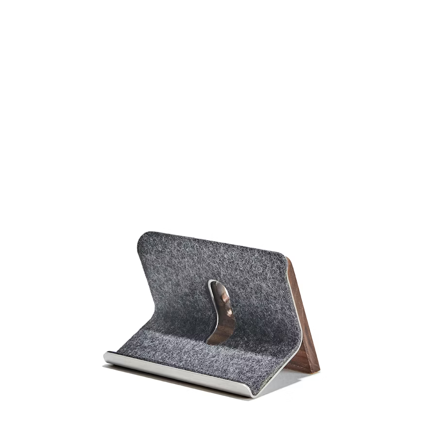 Walnut iPad Stand | Solid Hardwood & Stainless Steel Tablet Holder