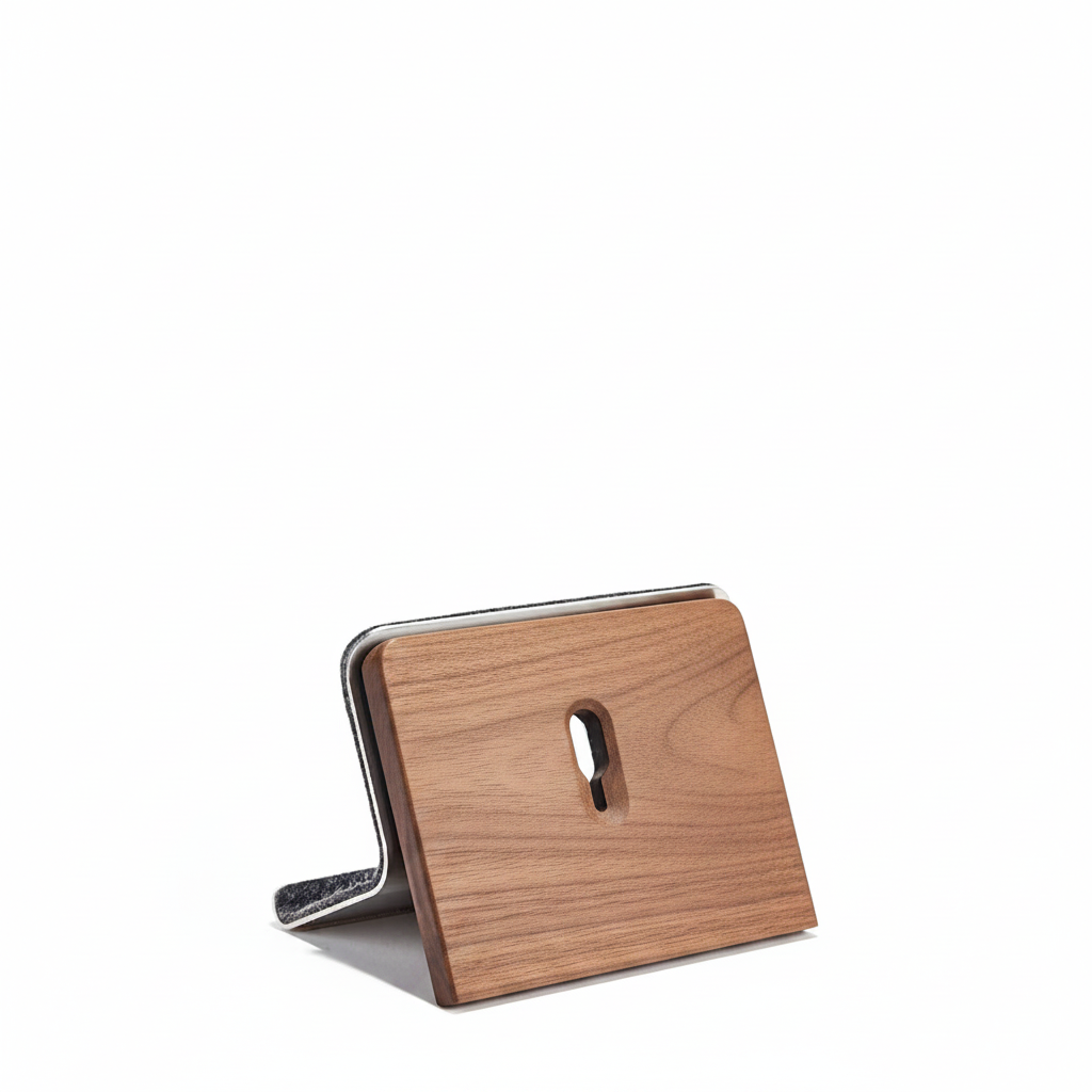Walnut iPad Stand | Solid Hardwood & Stainless Steel Tablet Holder