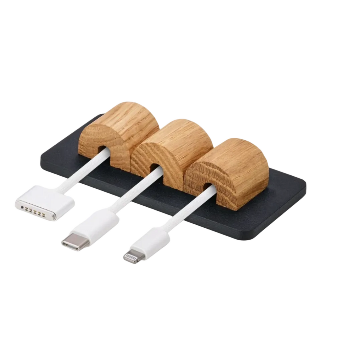 Magnetic Cable Organizer | Solid Oak (Black / White Edition)